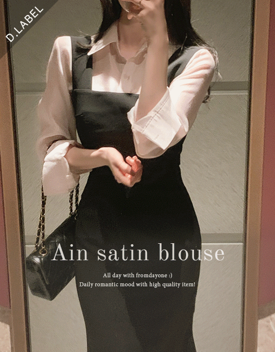 [La belle rose]아인 새틴 시스루블라우스(하객룩/출근룩)
